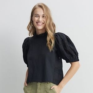 Anthropologie Othilia Idina Black Eyelet Top- EUC- Size Small